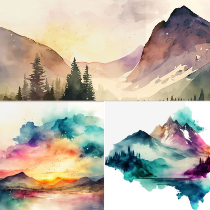 Mountains in Water Colours